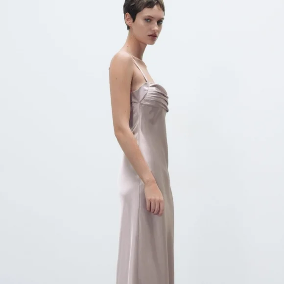 Zara *  Satin Cut Out Slip Midi Dress Size M - Picture 11 of 15